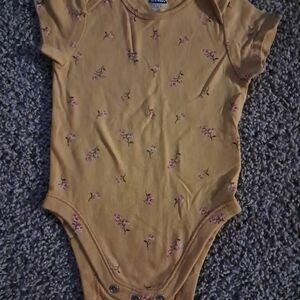Old Navy Mustard Yellow Floral Baby Bodysuit